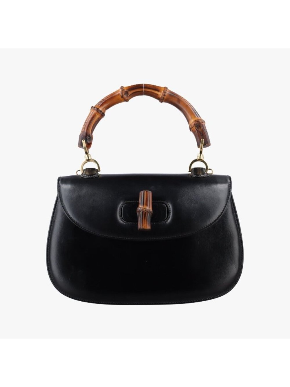 Gucci Bamboo Black Leather Handbag